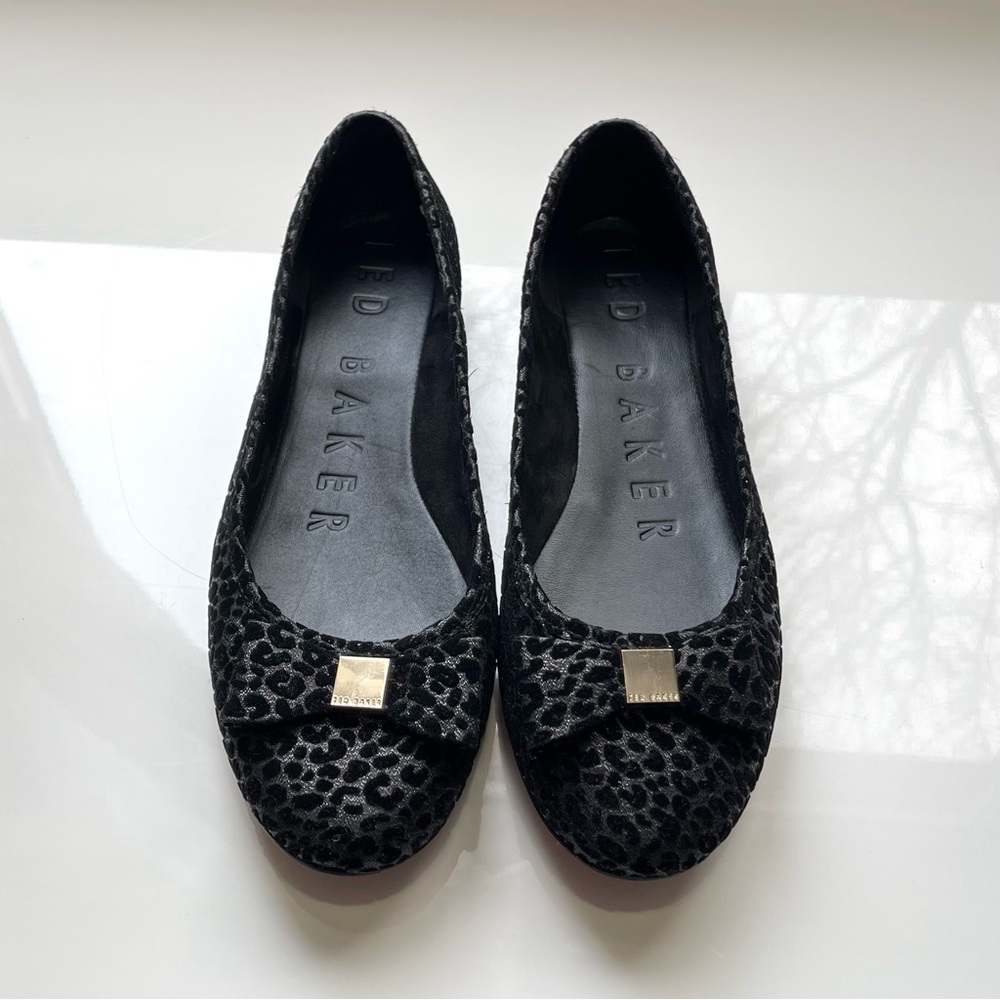 Ted Baker Black Leopard Women's Sheilag Ballet Flat Loafers